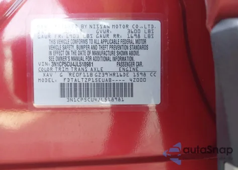 2018 Nissan Kicks Sr z USA, uszkodzony, nr VIN 3N1CP5CU4JL518981